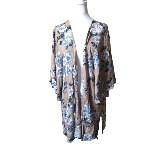 ANDREE BY UNIT Tops - Andree by UNIT Women’s Large Floral Bell Sleeve Kimono Open Front Cardigan Boho